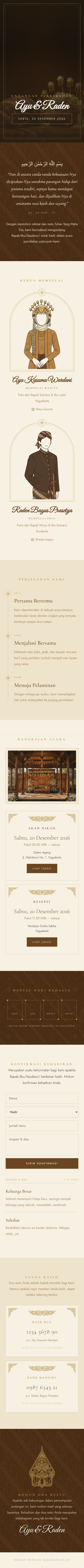 Contoh undangan pernikahan digital eksklusif Adat Jawa (Sogan Batik) — ajakdatang.id
