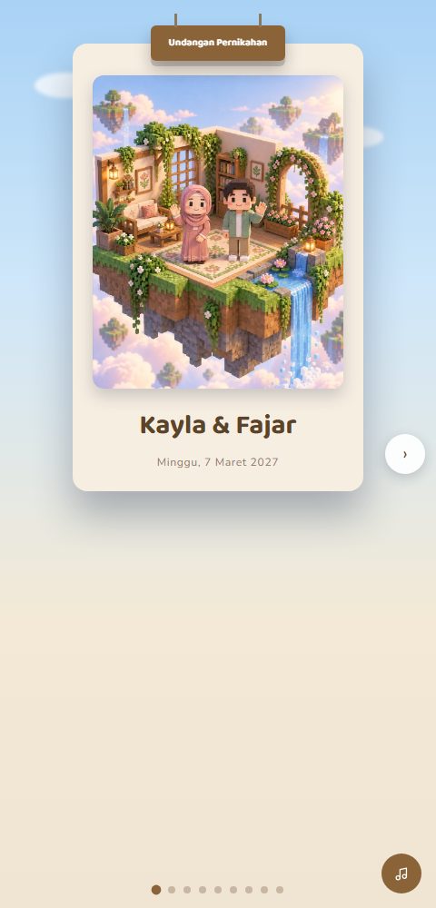 Contoh undangan pernikahan digital eksklusif Voxel Islands — ajakdatang.id